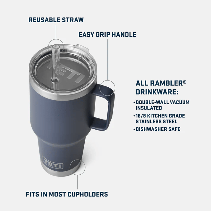 YETI Trinkbecher mit Trinkhalmdeckel RAMBLER 35 OZ