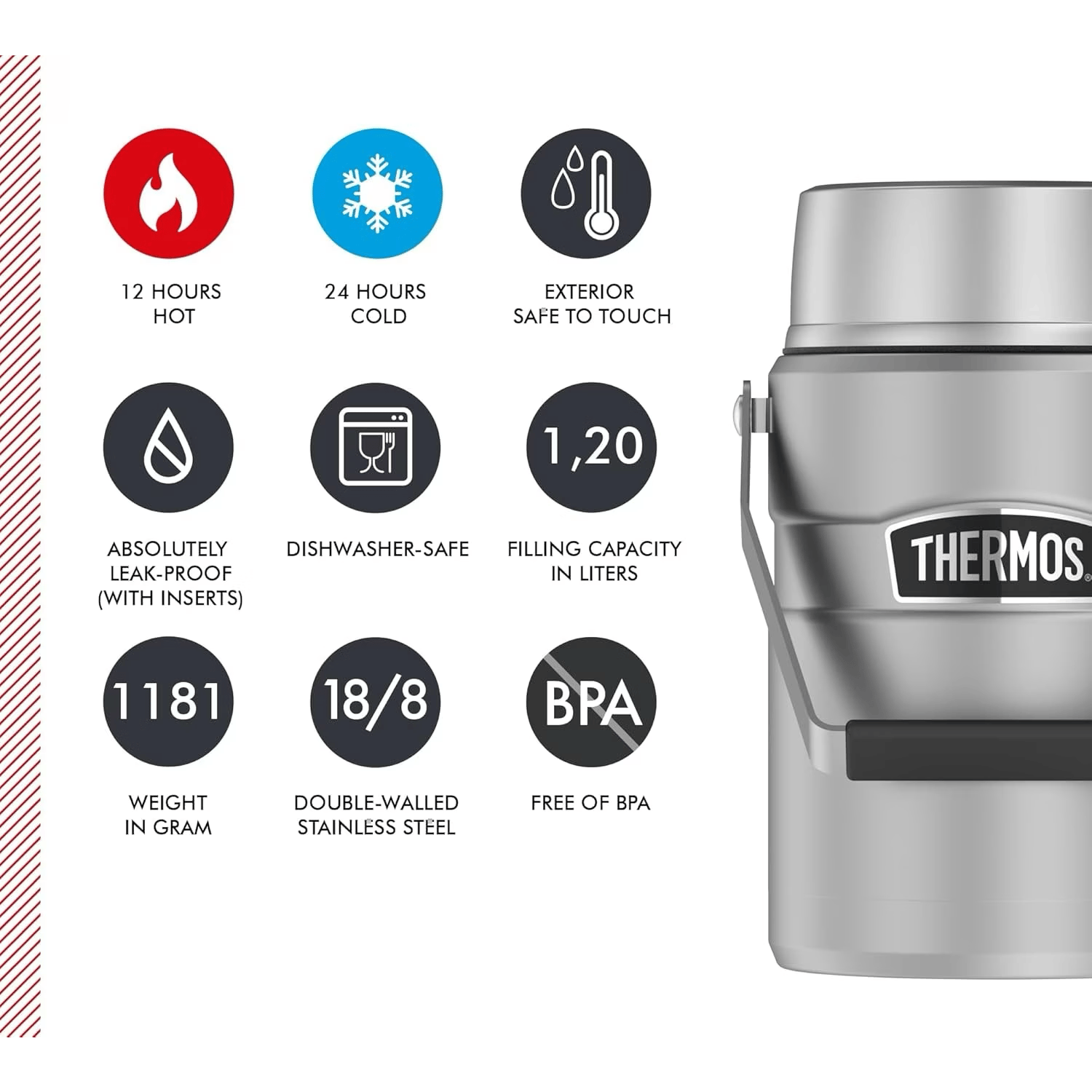 Thermos Récipient isotherme Stainless King 1,2 litre
