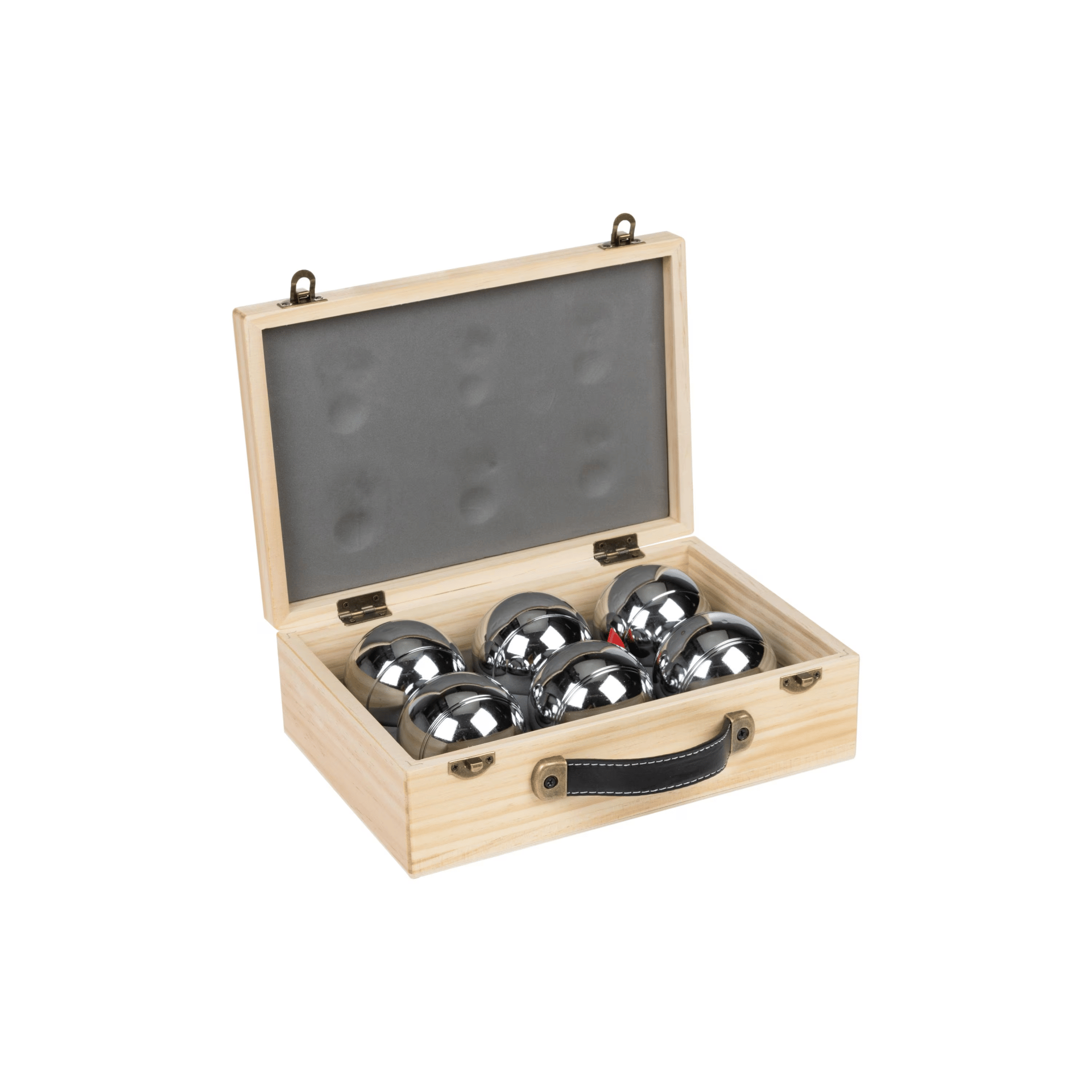 KOOR Set di 6 bocce pétanque con custodia in legno Deluxe 