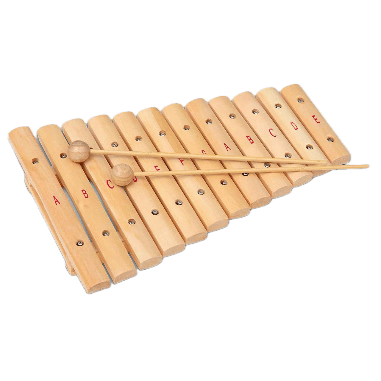 Musikinstrument Xylophon mit 12 Holzplättchen