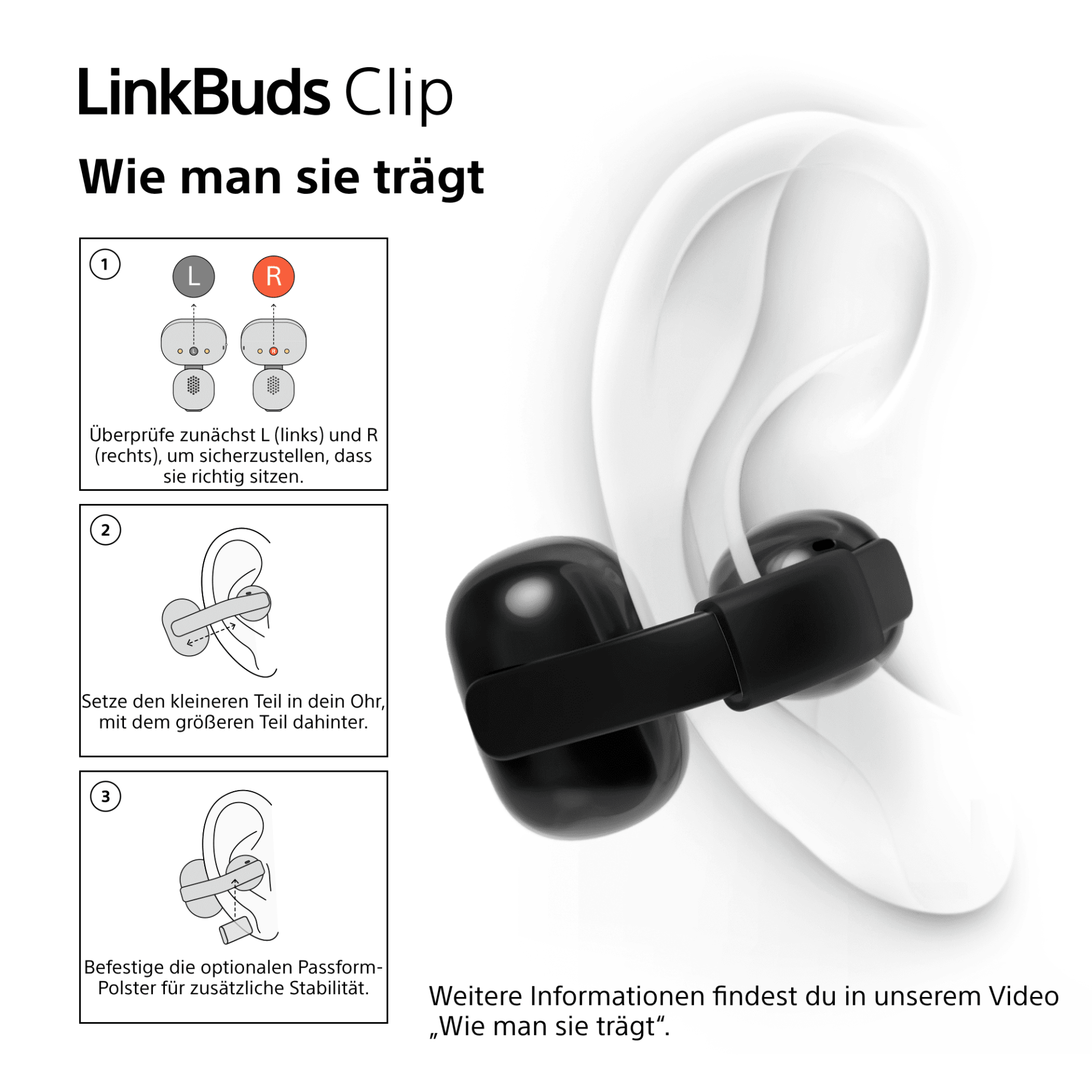 Sony Kabellose Kopfhörer LinkBuds Clip