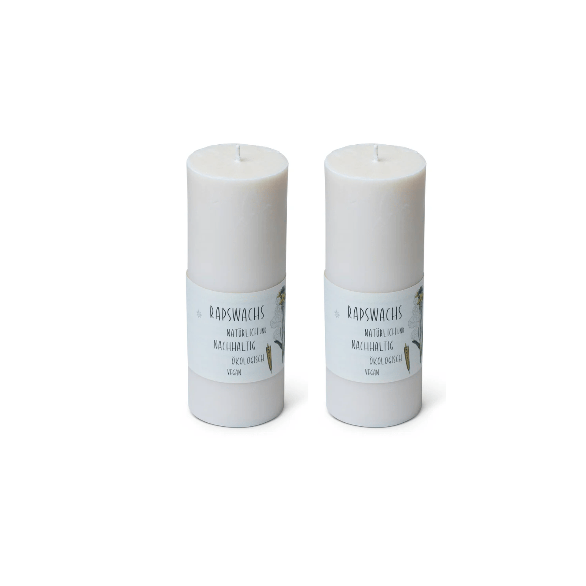 2er Set Zylinderkerzen aus Rapswachs 