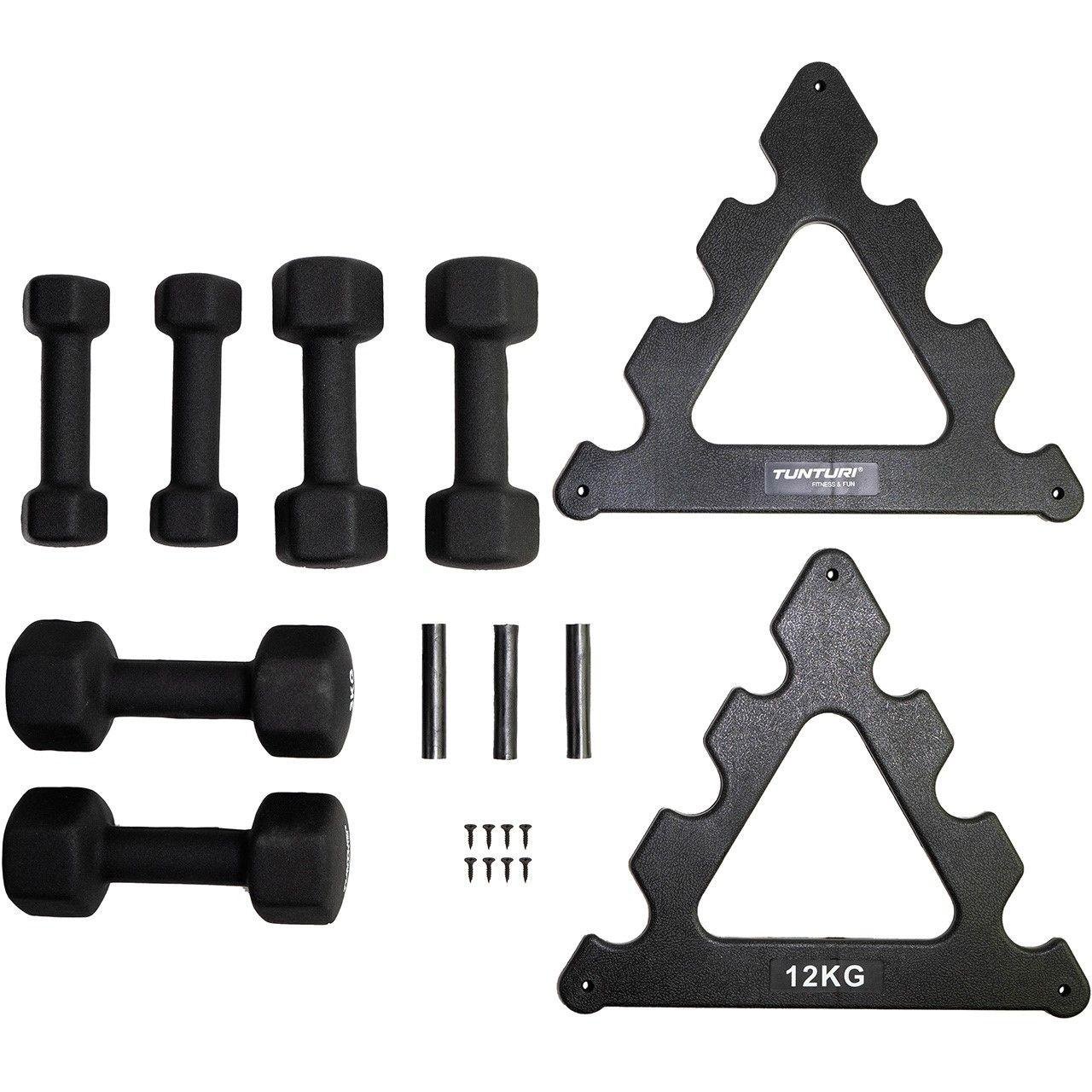 Set di manubri in neoprene con supporto