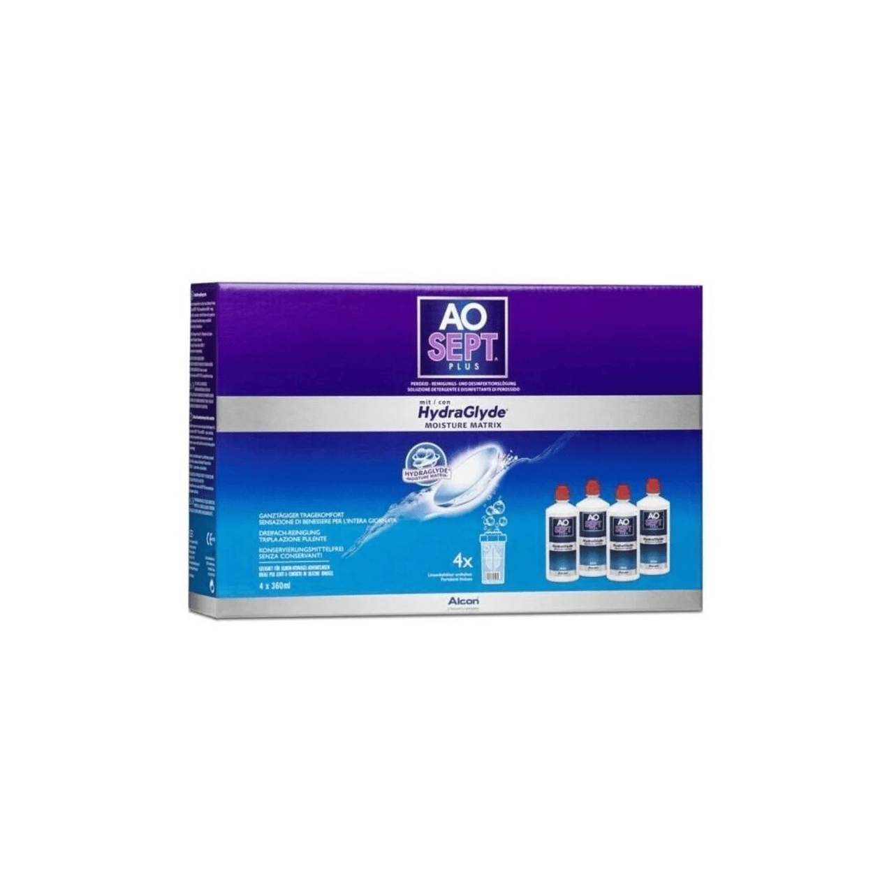 Kontaktlinsenpflege mit HydraGlyde 4 x 360 ml