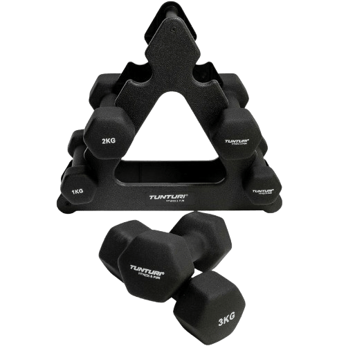 Set di manubri in neoprene con supporto