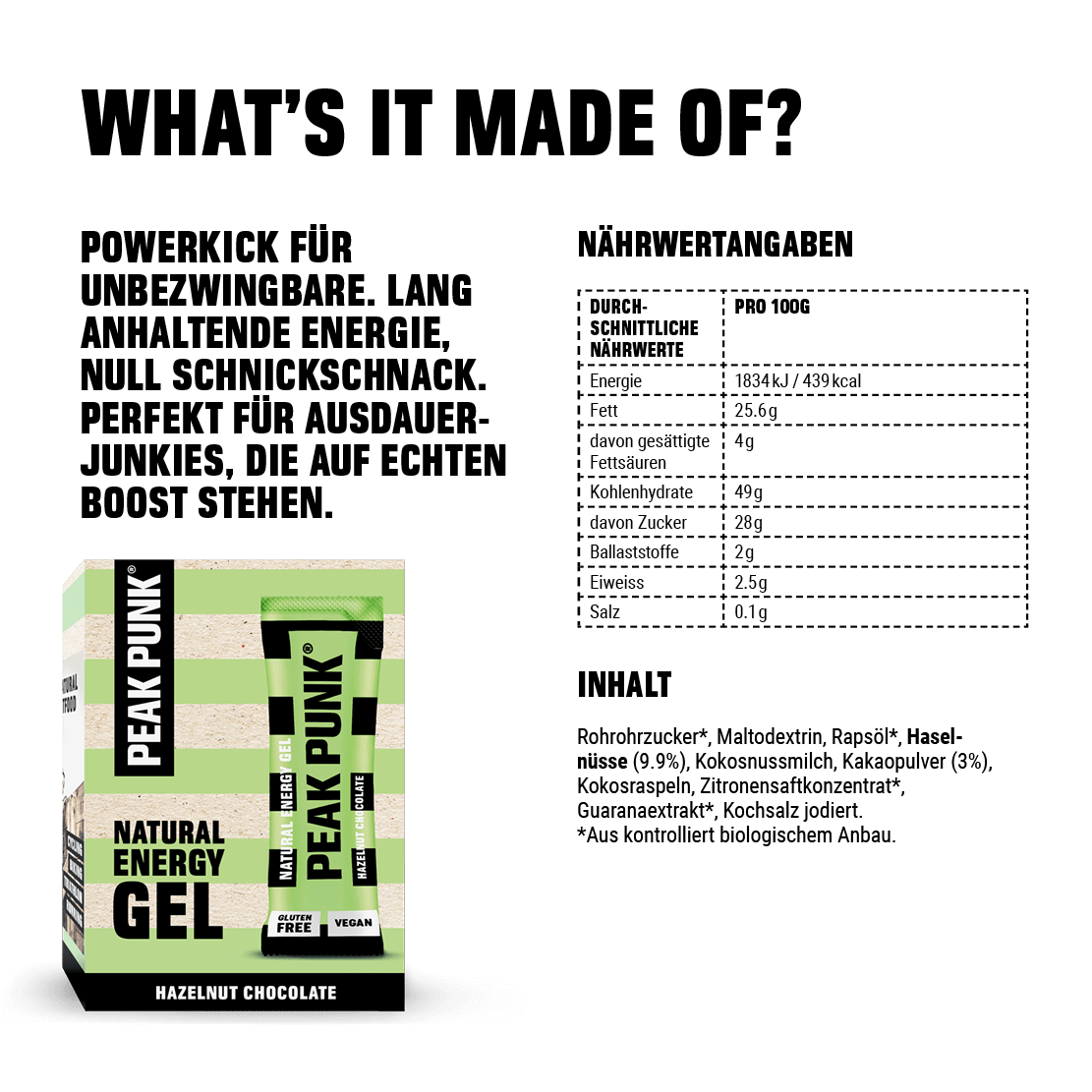 Peak Punk Natürliche Energy Gels