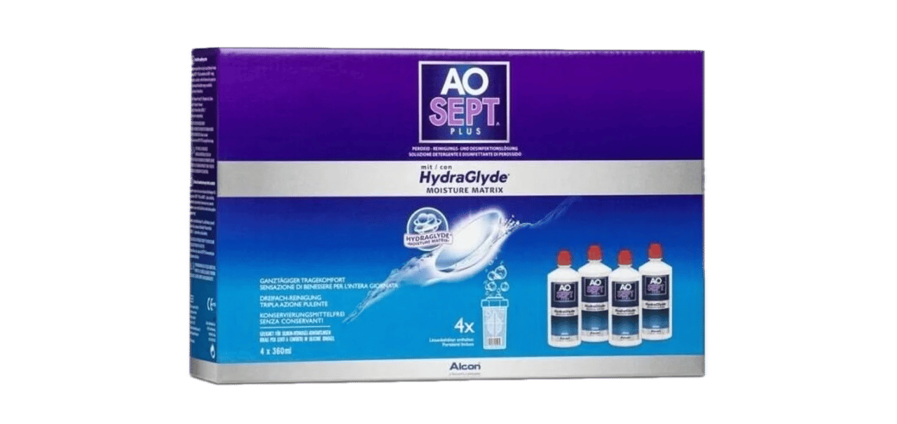 Kontaktlinsenpflege mit HydraGlyde 4 x 360 ml