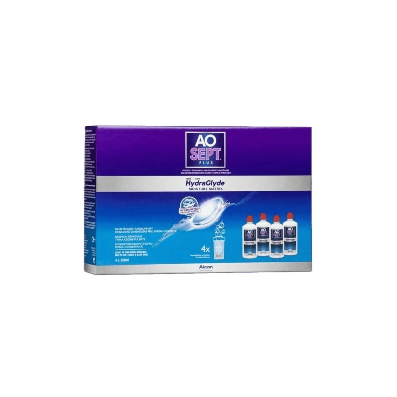 Kontaktlinsenpflege mit HydraGlyde 4 x 360 ml