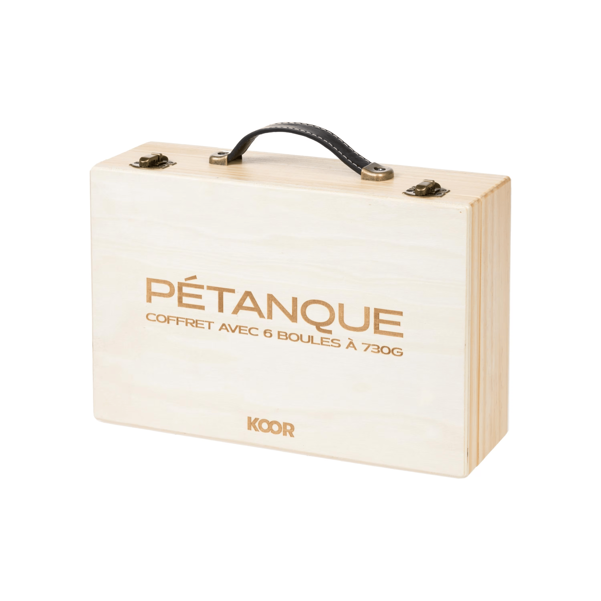 KOOR Set di 6 bocce pétanque con custodia in legno Deluxe 
