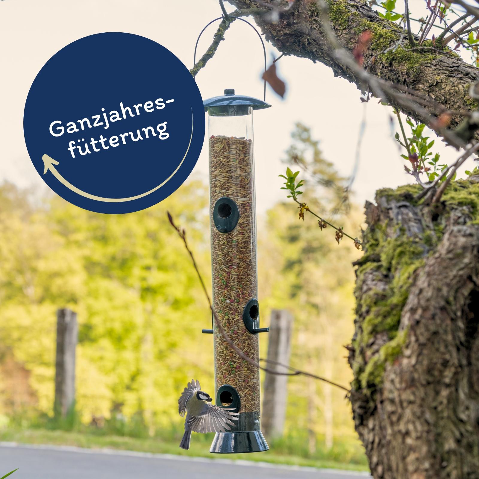 Pavillon pour oiseaux avec toit en bardeaux - épicéa + nourriture pour oiseaux